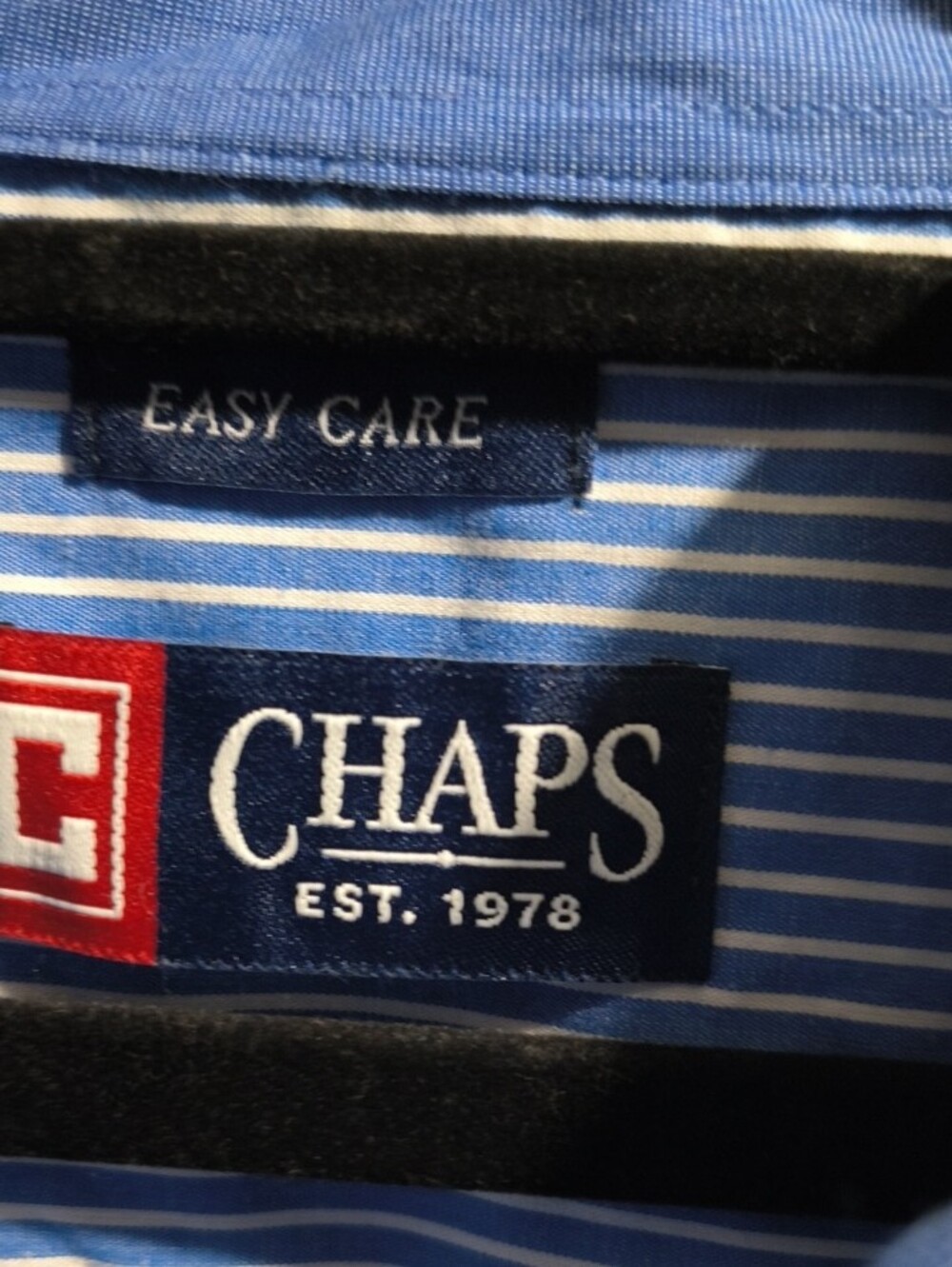 Chaps Men’s Blue and White Pinstripe Button-Up Shirt - Picture 2 of 5